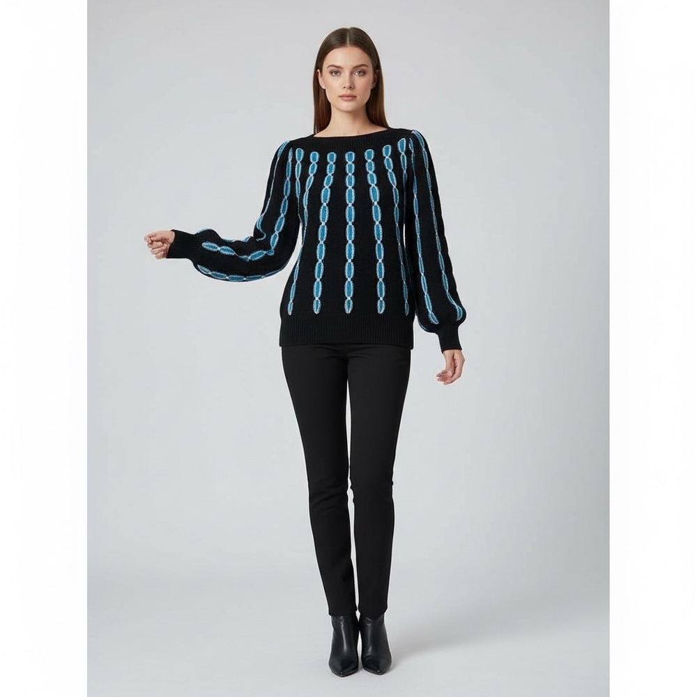 Vintage Fornarina Y2K Chain Motif Knit Sweater Italian Designer. Size S